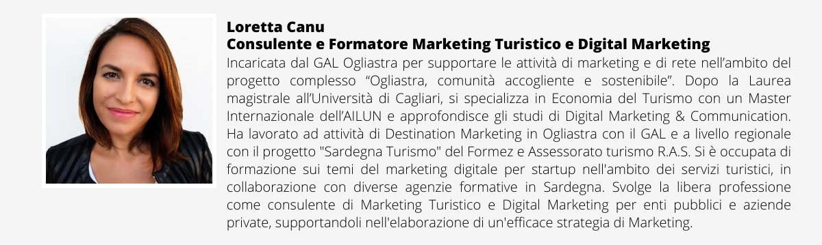 Loretta Canu, Consulente e Formatore Marketing Turistico e Digital Marketing